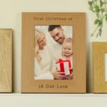 Personalised Any Message 5x7 Portrait Oak Finish Photo Frame - Image 2