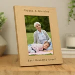 Personalised Any Message 5x7 Portrait Oak Finish Photo Frame - Image 3