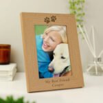 Personalised Pet Paw Prints Motif 5x7 Portrait Oak Finish Photo Frame - Image 2