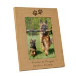 Personalised Pet Paw Prints Motif 5x7 Portrait Oak Finish Photo Frame - Image 4