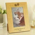 Personalised Pet Paw Prints Motif 4x6 Portrait Oak Finish Photo Frame - Image 2