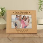 Personalised 'Grandparents' Hearts Motif 7x5 Landscape Wooden Photo Frame