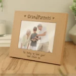 Personalised 'Grandparents' Hearts Motif 7x5 Landscape Wooden Photo Frame