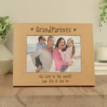 Personalised 'Grandparents' Hearts Motif 7x5 Landscape Wooden Photo Frame - Image 2