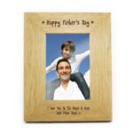 Personalised 'Happy Father's Day' Stars Motif 4x6 Oak Finish Photo Frame - Image 3