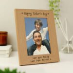 Personalised 'Happy Father's Day' 5x7 Portrait Oak Finish Photo Frame - Image 2