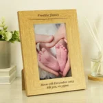 Personalised Any Message Formal Design 4x6 Portrait Oak Finish Photo Frame - Image 2