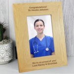 Personalised Any Message 4x6 Portrait Oak Finish Photo Frame