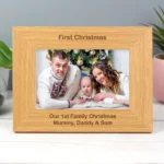 Personalised Short Message 6x4 Landscape Oak Finish Photo Frame - Image 2