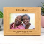Personalised Short Message 6x4 Landscape Oak Finish Photo Frame - Image 3
