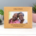 Personalised Short Message 6x4 Landscape Oak Finish Photo Frame - Image 5