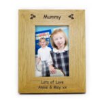 Personalised Any Message Hearts Motif 4x6 Portrait Oak Finish Photo Frame - Image 2
