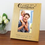 Personalised 'I Love You To the Moon & Back' 4x6 Portrait Oak Finish Photo Frame