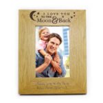 Personalised 'I Love You To the Moon & Back' 4x6 Portrait Oak Finish Photo Frame - Image 4