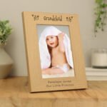 Personalised 'Grandchild' 5x7 Portrait Oak Finish Photo Frame - Image 2