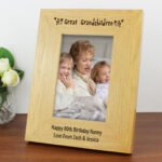 Personalised 'Great Grandchildren' 4x6 Portrait Oak Finish Photo Frame