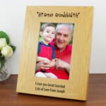 Personalised 'Great Grandchild' 4x6 Portrait Oak Finish Photo Frame