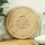 Personalised Christmas Wreath Design Round Wooden Chopping Board