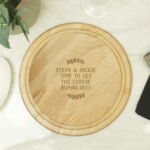 Personalised Christmas Wreath Design Round Wooden Chopping Board - Image 2