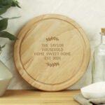 Personalised Christmas Wreath Design Round Wooden Chopping Board - Image 3