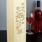 Personalised 'Merry Christmas' Frost Design Wooden Wine Bottle Gift Box - Image 2