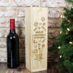 Personalised 'Merry Christmas' Frost Design Wooden Wine Bottle Gift Box - Image 4