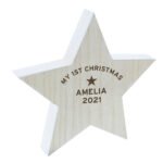 Personalised Any Message Star Motif Rustic Wooden Star Decoration - Image 6
