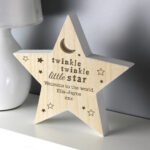 Personalised 'Twinkle Twinkle Little Star' Rustic Wooden Star Decoration - Image 2