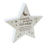 Personalised 'Twinkle Twinkle Little Star' Rustic Wooden Star Decoration - Image 4
