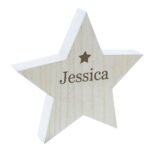 Personalised Any Name Star Motif Rustic Wooden Star Decoration - Image 3
