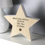 Personalised Any Message Star Motif Rustic Wooden Star Decoration - Image 2