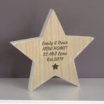 Personalised Any Message Star Motif Rustic Wooden Star Decoration - Image 3