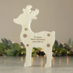 Personalised Any Message Rustic Wooden Reindeer Christmas Decoration - Image 2