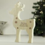 Personalised Any Message Rustic Wooden Reindeer Christmas Decoration - Image 3