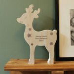 Personalised Any Message Rustic Wooden Reindeer Christmas Decoration - Image 4