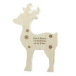 Personalised Any Message Rustic Wooden Reindeer Christmas Decoration - Image 5