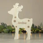 Personalised Any Name Rustic Wooden Reindeer Christmas Decoration