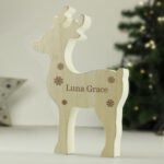 Personalised Any Name Rustic Wooden Reindeer Christmas Decoration - Image 3