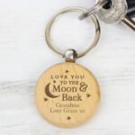 Personalised 'Love You To The Moon & Back' Wooden Keyring - Image 3