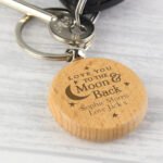Personalised 'Love You To The Moon & Back' Wooden Keyring - Image 5