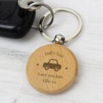 Personalised Any Message 'Car Motif' Wooden Keyring - Image 2