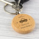 Personalised Any Message 'Car Motif' Wooden Keyring - Image 3