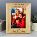 Personalised ‘Our Adventures’ 5x7 Portrait Oak Finish Photo Frame