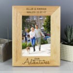Personalised ‘Our Adventures’ 5x7 Portrait Oak Finish Photo Frame - Image 2