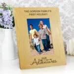 Personalised 'Our Adventures' 4x6 Portrait Oak Finish Photo Frame
