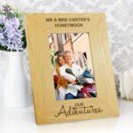 Personalised 'Our Adventures' 4x6 Portrait Oak Finish Photo Frame - Image 2