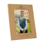 Personalised Religious Cross & Swirl Design 5x7 Portrait Oak Finish Photo Frame - Image 4
