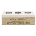 Personalised Any Message Classic Wooden Triple Tea Light Candle Box - Image 11
