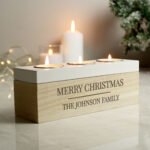 Personalised Any Message Classic Wooden Triple Tea Light Candle Box