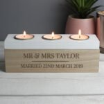 Personalised Any Message Classic Wooden Triple Tea Light Candle Box - Image 6